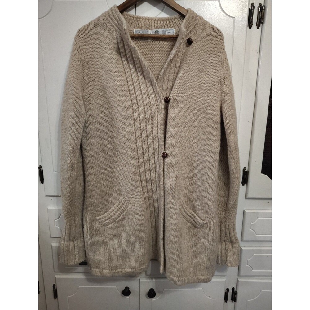 Vintage Peter G's General Stores Pure Wool Beige Cardigan Sweater Womens L